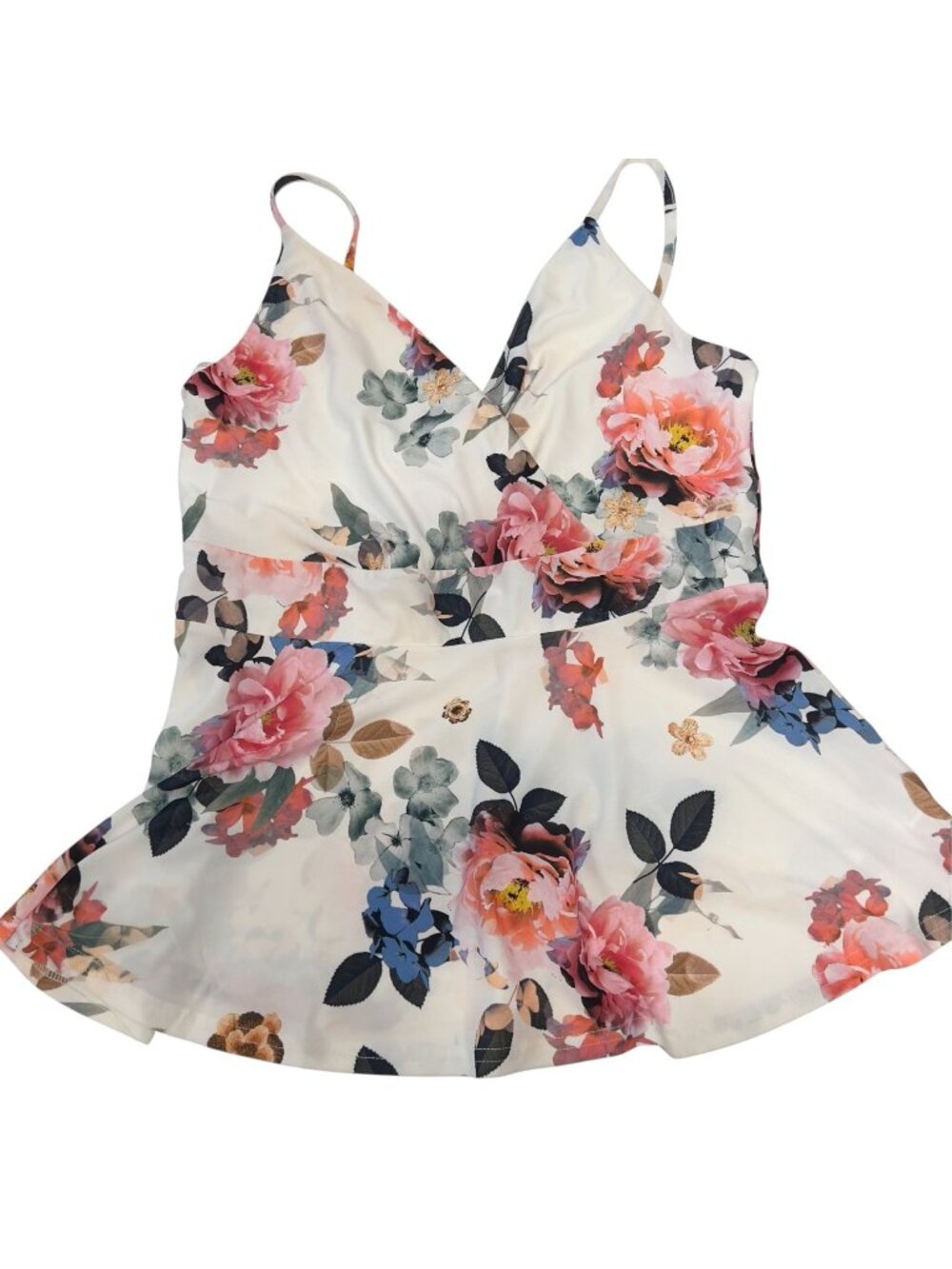 Floral peplum strappy top by Venus, size large, vacation, summer, floral